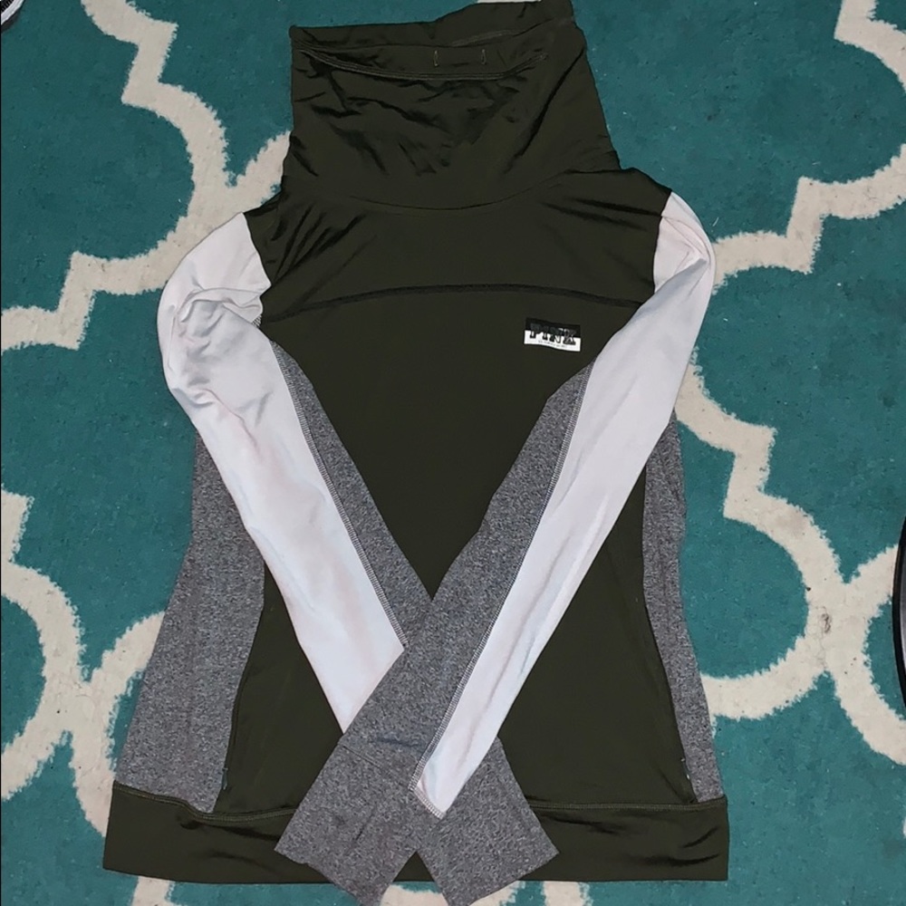 PINK stretch/yoga jacket with turtle neck